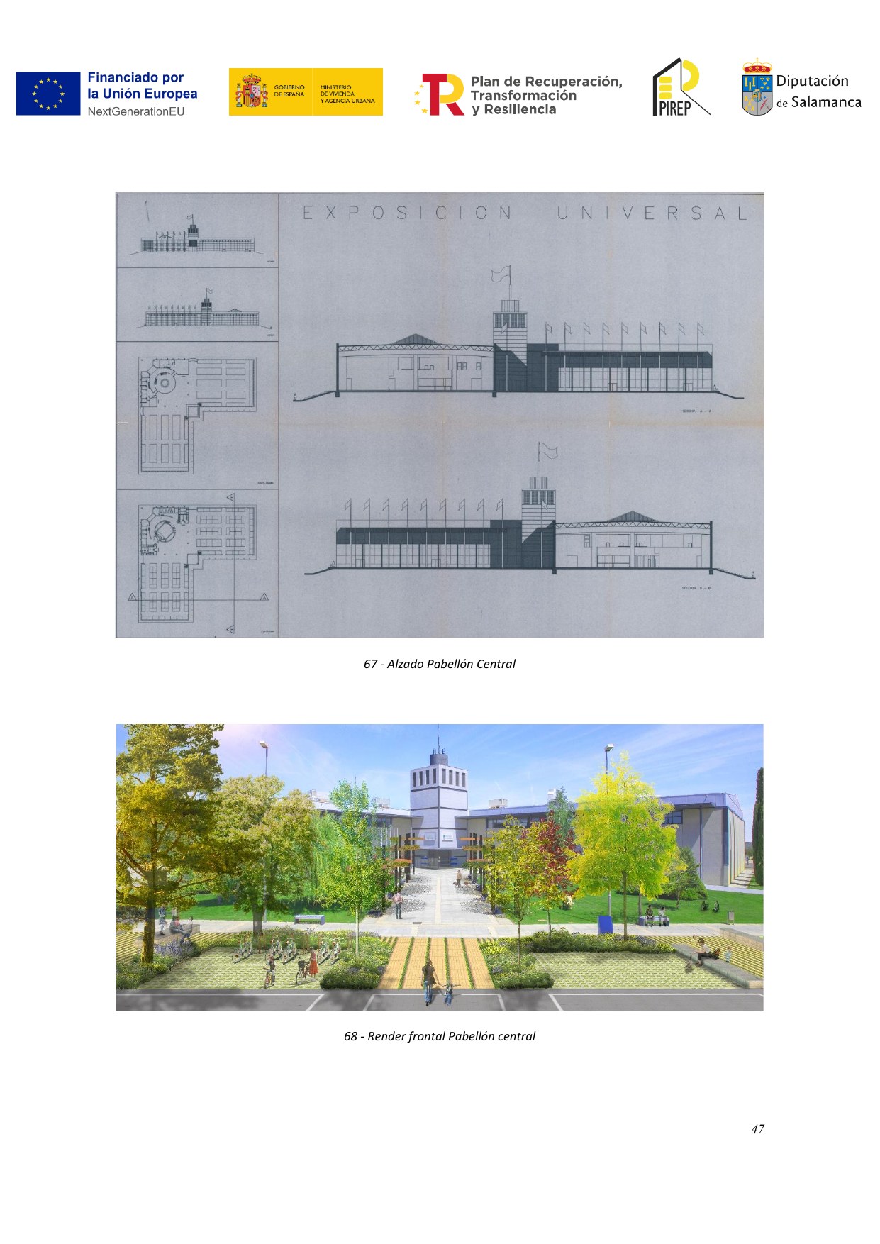 Render del Pabellon Central dentro del proyecto Co-Habitat 2030